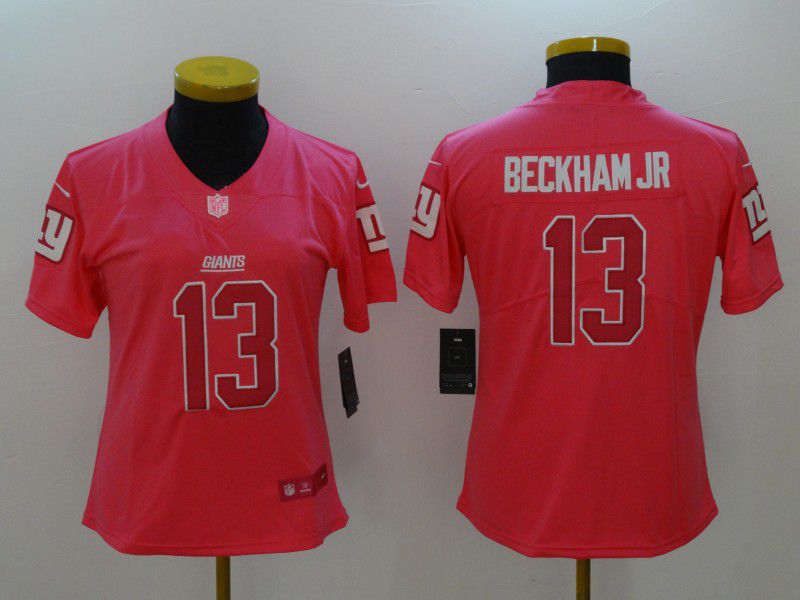 Women New York Giants #13 Beckham jr Pink Nike Vapor Untouchable Limited NFL Jerseys->women nfl jersey->Women Jersey